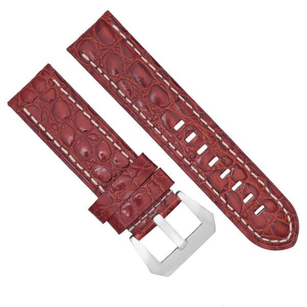 腕時計パーツ 互換品 24mm Gator Leather Watch Band Pam Strap...