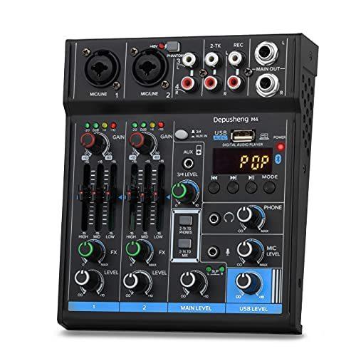 Depusheng M4 Portable Mini Mixer 4-Channel Audio M...