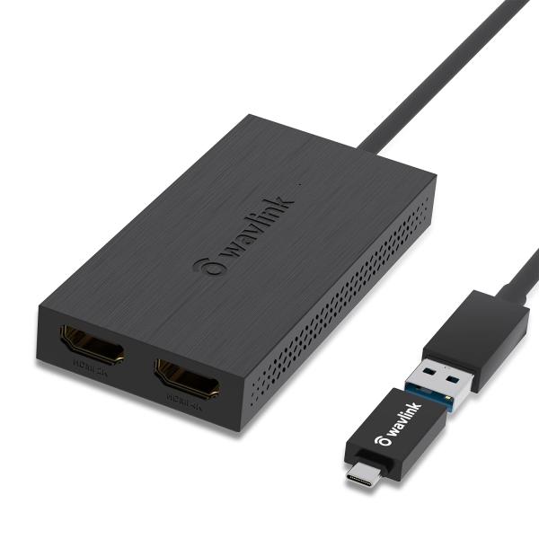 WAVLINK USB C / USB 3.0 - デュアルHDMIディスプレイアダプター 4K 3...