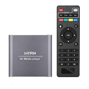 4K Media Player with Remote Control, Digital MP4 Player for 8TB HDD/ USB Drive / TF Card/ H.265 MP4 PPT MKV AVI Support HDMI/AV/Optical Out