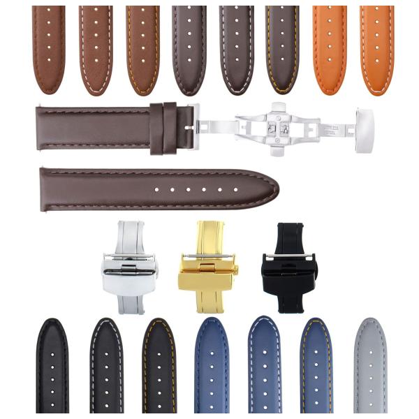 腕時計パーツ 互換品 20mm Leather Watch Band Strap Smooth De...