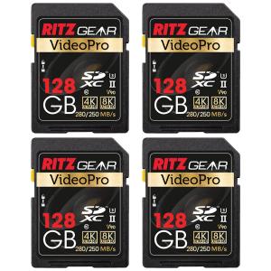 Video Pro SDカード UHS-II 128GB SDXC メモリーカード 4枚パック U3 V90 A1 エクストリームパフォーマンス プロフェッショナル SDカード (R 280MB/s 250MB/s W)｜valueselection