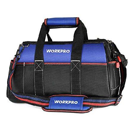 WORKPRO 16インチ 広口ツールバッグ 高耐久 布ツール収納バッグ 防水成形ベース 調節可能な...