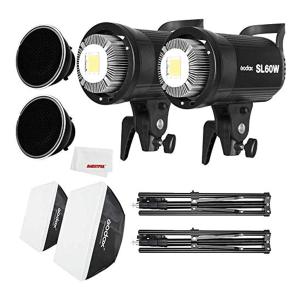 Godox SL-60W LED Video Light and Softbox,Light Stand,Honeycomb Grid Compatible Film Studio Photography Studio (2PCS)｜バリューセレクション