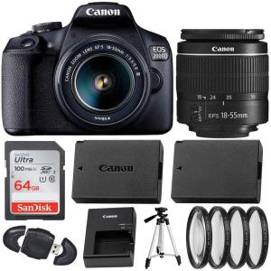 Canon EOS 2000D (Rebel T7) Digital SLR Camera with 18-55mm DC III Lens Kit (International Model) Professional Accessory Black