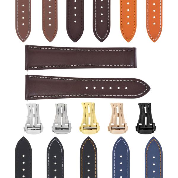 腕時計パーツ 互換品 22mm Smooth Leather Strap Band Compatib...