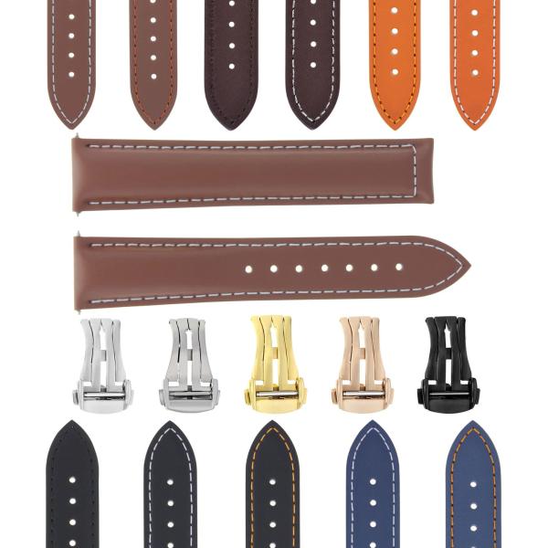 腕時計パーツ 互換品 24mm Smooth Leather Strap Band Compatib...