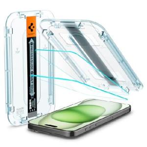 Spigen EZ Fit ガラスフィルム iPhone 15 Plus 用 貼り付けキット付き iPhone15Plus 対応 保護 フィルム 2枚入