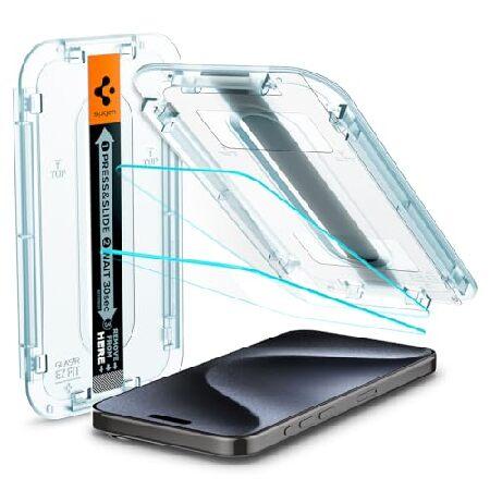 Spigen EZ Fit ガラスフィルム iPhone 15 Pro 用 貼り付けキット付き iP...