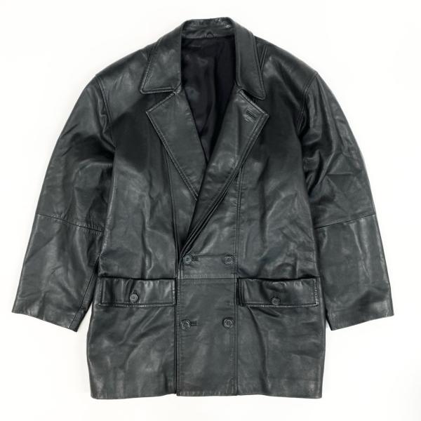 57h28 LANVIN ランバン ダブルプレスト ラムレザージャケット コート  アウター 50 ...