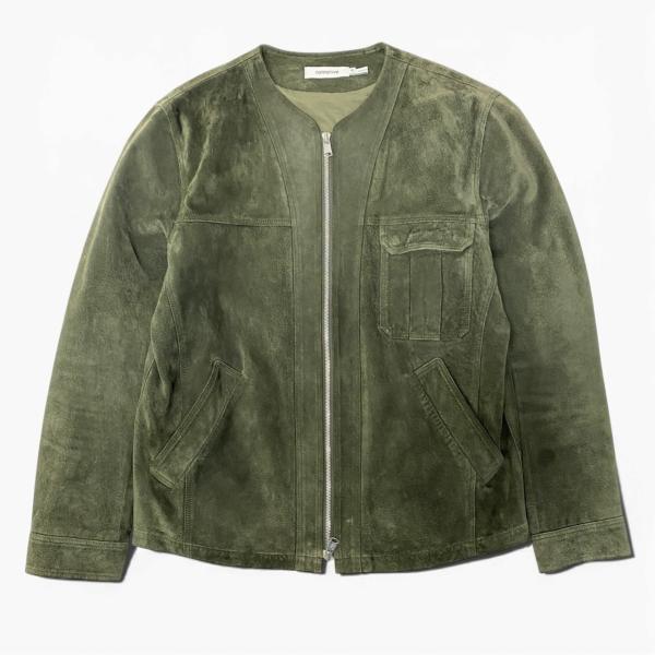 84b27 nonnative ノンネイティブ スウェードレザー レザージャケット ノーカラージャケ...