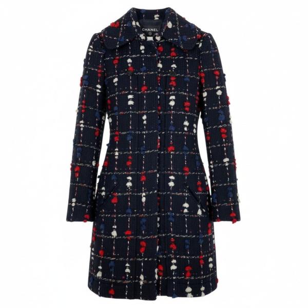 Cd2 《極美品》 CHANEL シャネル CCボタン ツイード ステンカラーコート CC Twee...