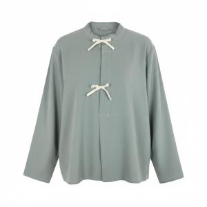 5g2 【未使用タグ付】 SEEALL シーオール ARMY SMOCK アーミースモック 長袖プルオーバー サイズ4 ブルーグレー コットン 和紙 メンズ 日本製u02t