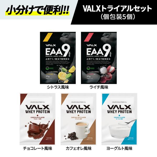 VALX (バルクス) ホエイプロテイン WPC EAA9 トライアルセット 山本義徳  5個  女...