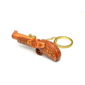 本革製キーホルダー クラシックピストル バンカクラフト 革物語 VANCA CRAFT レザー 手作り 雑貨 革小物 革製品 アンティーク 銃 名入れ可