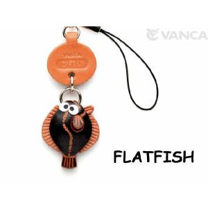 本革携帯 魚ストラップ カレイ バンカクラフト 革物語 VANCA CRAFT レザー 手作り グッズ 雑貨 革小物 動物 魚 かれい 名入れ可