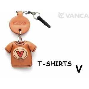 Tシャツ V （赤） スマホピアス 携帯アクセサリー イニシャル アルファベット バンカクラフト 革物語 VANCA CRAFT 本革 レザー 手作り 雑貨 革小物 日本製の商品画像