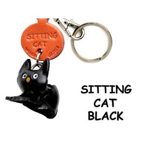 レザーキーホルダー 猫ちゃん 黒ねこちゃん あるき 猫キーホルダー 黒ネコ 黒猫 バンカクラフト 革