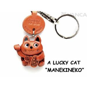 招き猫 キーホルダー レザー 本革 バンカクラフト 革物語 VANCA CRAFT 手作り 雑貨 革小物 日本製 グッズ 縁起物