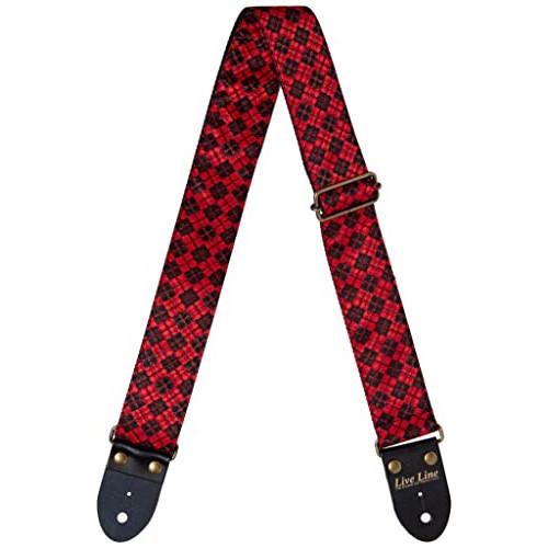 LIVE LINE ライブ ライン アーガイル柄#2(ブラック&amp;レッド) ギターストラップ LS24...