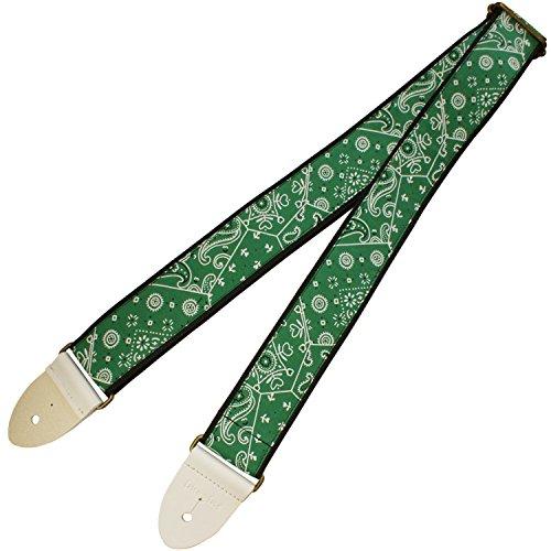 imagine(イマジン) ギターストラップ ペイズリー バンダナ柄 緑色 日本製