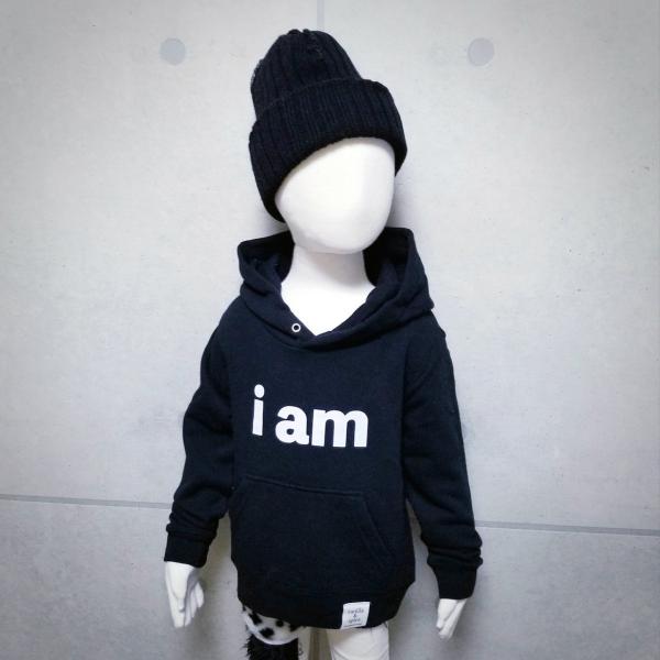 キッズ 子供服 vanilla&amp;spice Iam ロゴ プリント 長袖 スウェット パーカー ブラ...