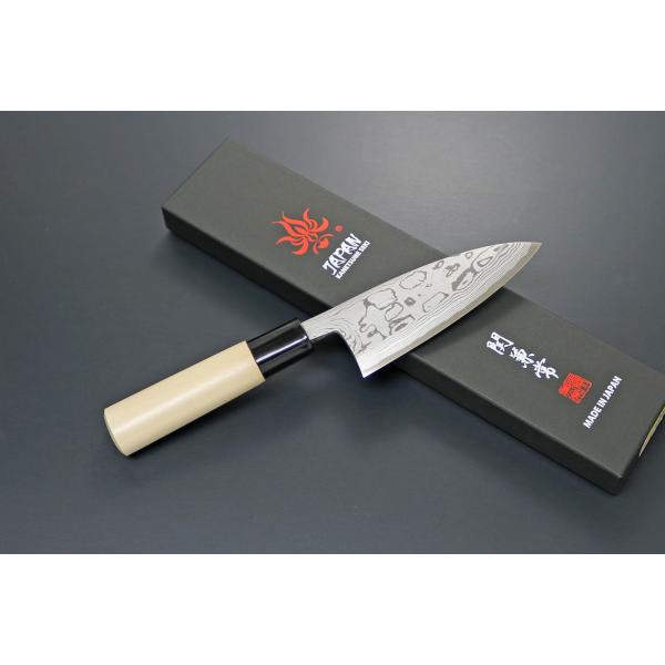 包丁 日本製 KC-513 関兼常 白紙ダマスカス 出刃 朴柄 120mm