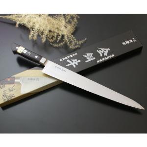 源兼正 Mシリーズ 全鋼 口金付 黒合板柄 洋出刃 全長445×刃渡300mm 関