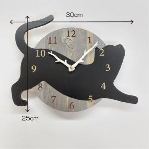 はみだしネコちゃん壁掛け時計 猫(伸び) 黒 ...の詳細画像4