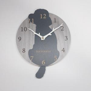 はみだしワンちゃん振り子壁掛け時計　トイプードル　黒　おしゃれ　職人が作る日本製　プレゼント　贈り物