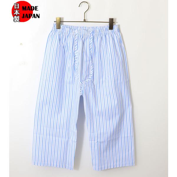 日本製 ブロード生地 メンズ ステテコ 前ひらき 男性用 綿100％ ストライプ柄 ロングトランクス...