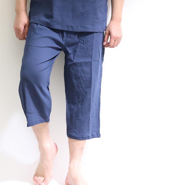 夏 ステテコ メンズ 綿100％ クレープ生地 春夏 14-746 クールビズ ひざ下パンツ 楊柳 ...