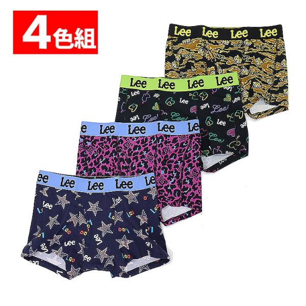 4枚セット Lee リー 総柄 ボクサーパンツ メンズ 前開き 綿 ストレッチ 下着 ボクサー パン...