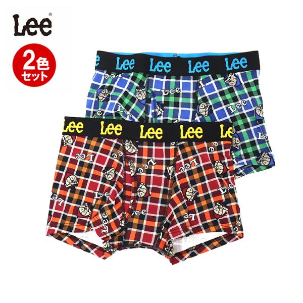 2枚セット Lee ボクサーパンツ メンズ チェック 前開き 綿 ストレッチ 下着 ボクサー パンツ...