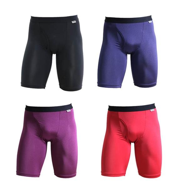 送料無料 PREMIUM ロングボクサーパンツ/メンズ/光沢ナイロンマイクロ糸/ストレッチ/前開き/...