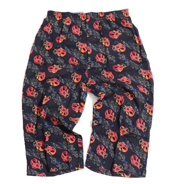 楊柳 クレープ ステテコ メンズ 鯉柄 コイ ルームウエア 前あき 綿100％