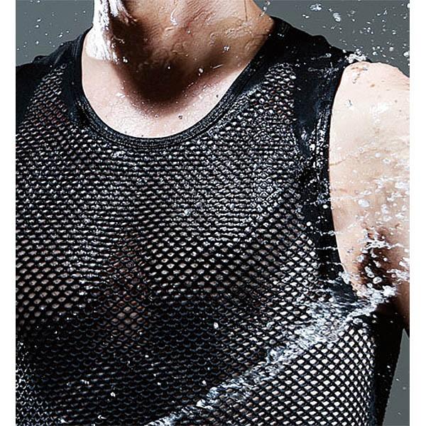 体が水をはじく ドライメッシュ生地 ノースリーブ スリーブレス シャツ タンクトップ ポリプロピレン