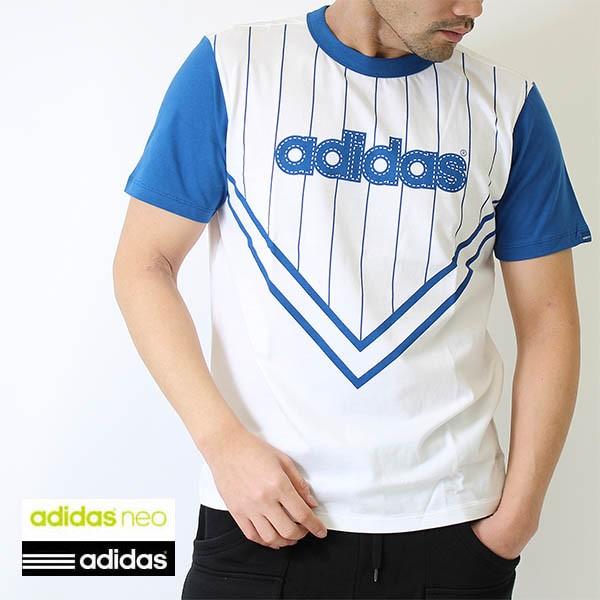 2016春夏新作アディダス (adidas)メンズ NEOロゴ ピンストライプ半袖Tシャツ（BIO4...