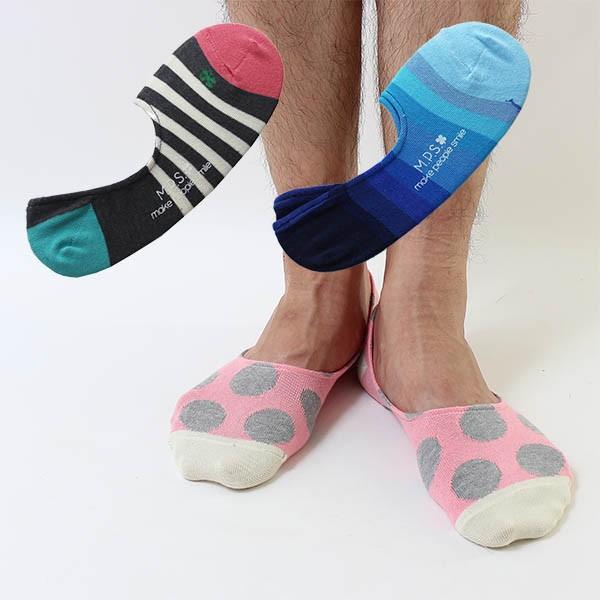 日本製MPSメンズフットカバー（すべりどめ付き）おしゃれソックス　うれしい綿混コットンストレッチ生地...