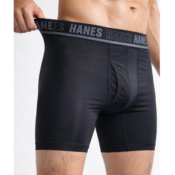 Hanes ヘインズ ナイロン ボクサーパンツ メンズ 吸汗速乾 抗菌防臭 前開き ストレッチ MO...
