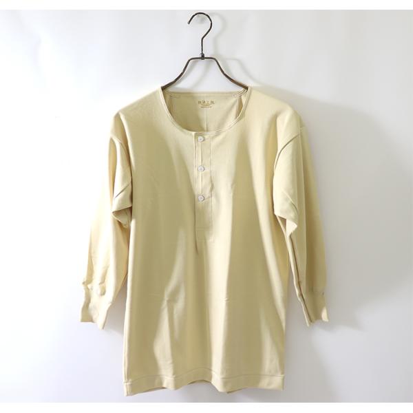 日本製 グンゼ 釦付き シャツ 面二シャツ ヘンリーネック 快適工房 綿100% 長袖釦付シャツ メ...