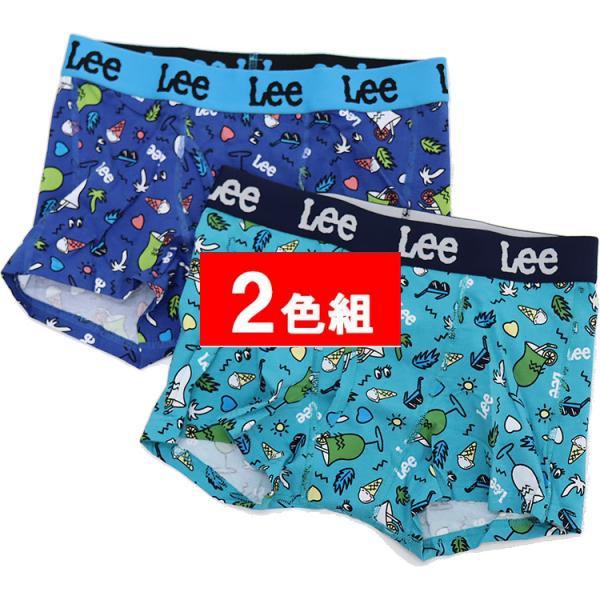 2枚セット Lee ボクサーパンツ メンズ 夏 トロピカル 前開き 綿 ストレッチ 下着 ボクサー ...