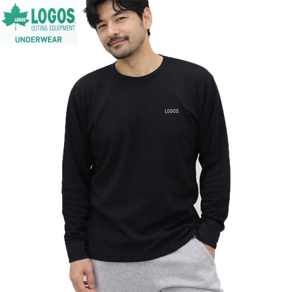 冬 LOGOS ロゴス tシャツ 長袖 ワッフル サーマル 生地 裏起毛 冬 シャツ トップス ロン...