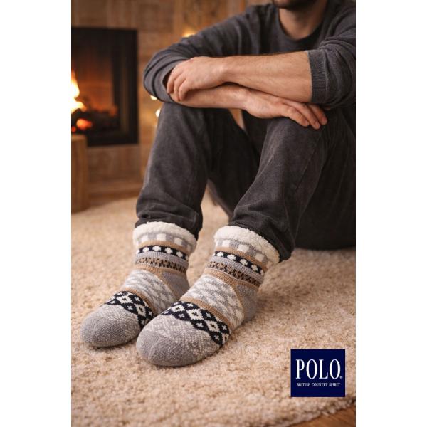 冬 POLO (ポロ) メンズ 裏ボア ルームソックス ボア PBY154 あったかグッズ 裏ボア ...