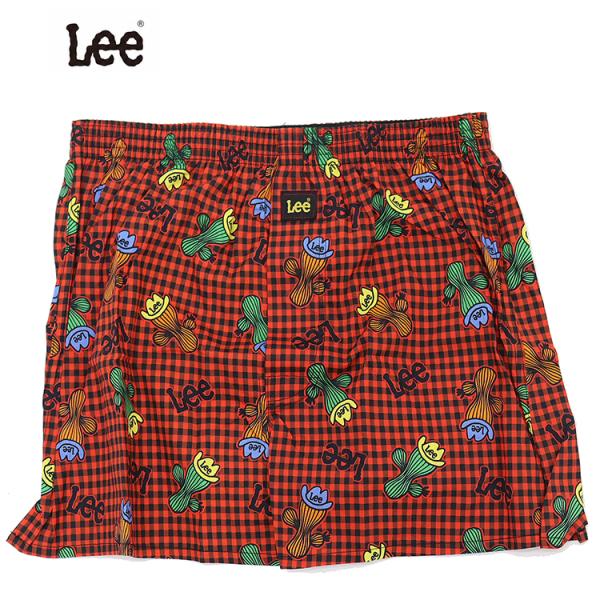 Lee トランクス メンズ 赤 レッド 肌着 前開き サイドスリット 綿100％ ゆったり かわいい...