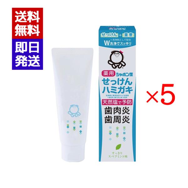 シャボン玉 薬用 せっけんハミガキ 80g 5本セット シャボン玉石けん 歯磨き粉 ミント