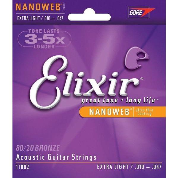 Elixir/エリクサー アコースティックギター弦 #11002 NANOWEB Extra Lig...