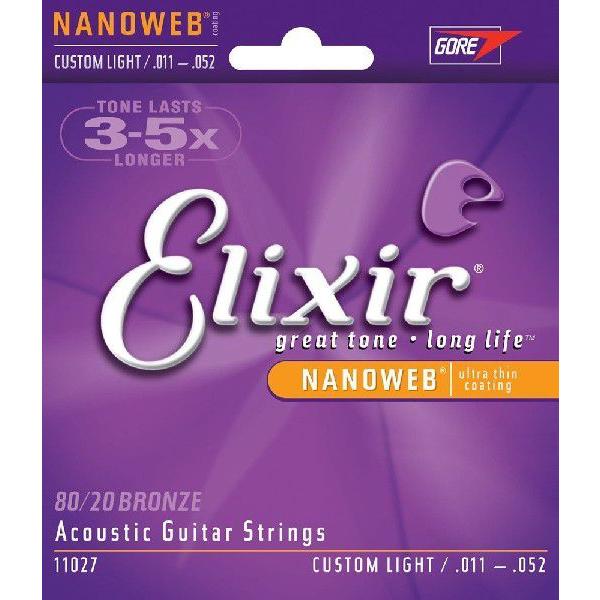 Elixir/エリクサー アコースティックギター弦 #11027 NANOWEB Custom Li...