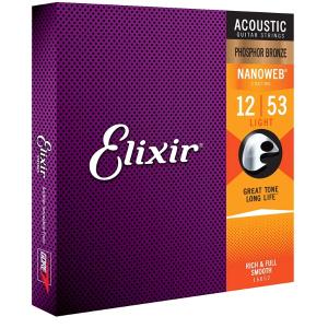 Elixir エリクサー アコースティックギター弦 NANOWEB フォスファーブロンズ Light .012-.053 #16052 _｜vaps