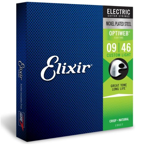 Elixir エリクサー エレキギター弦 OPTIWEB Custom Light .009-.04...